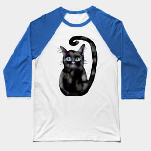 Black cat with blue eyes Baseball T-Shirt